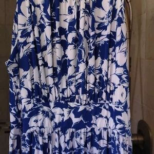 Blue and White Floral Maxi Dress